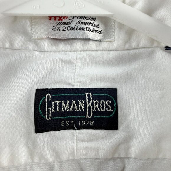 Gitman Bros Pinpoint TTX Cotton Oxford Point Large White Long Sleeve Solid Mens - Picture 4 of 13